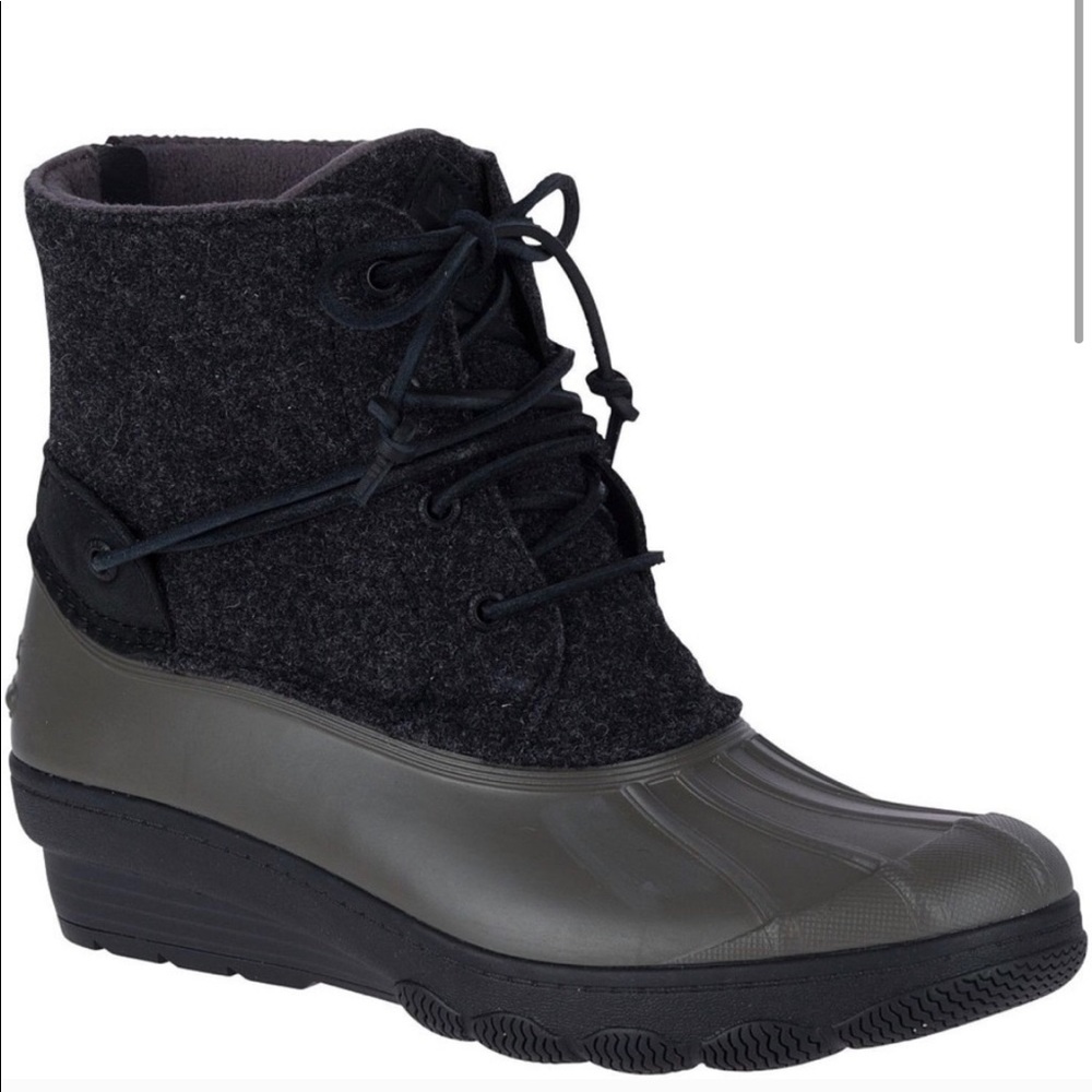 Sperry Black Saltwater Wool Duck Boot SZ 8.5M